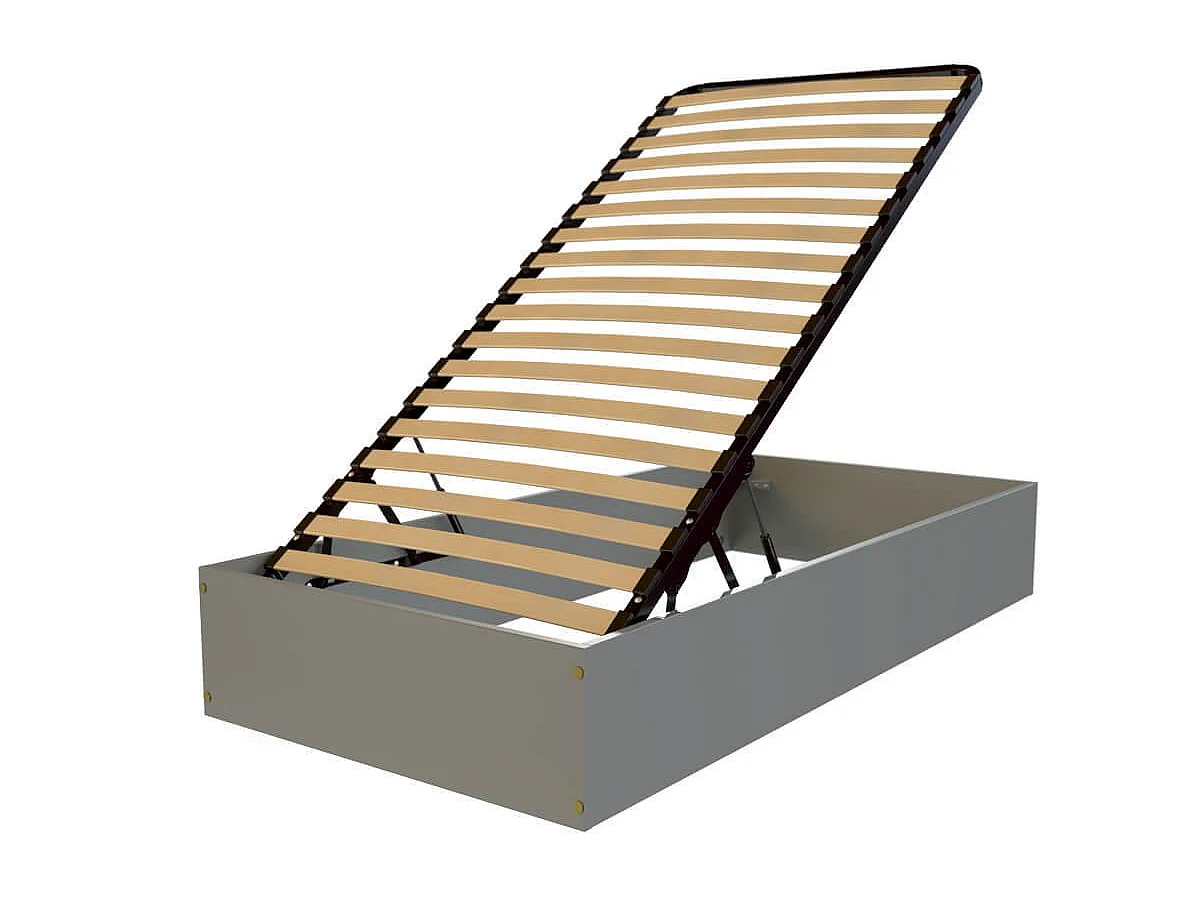 Lit coffre 90x190 - 1 place bois massif, Gris