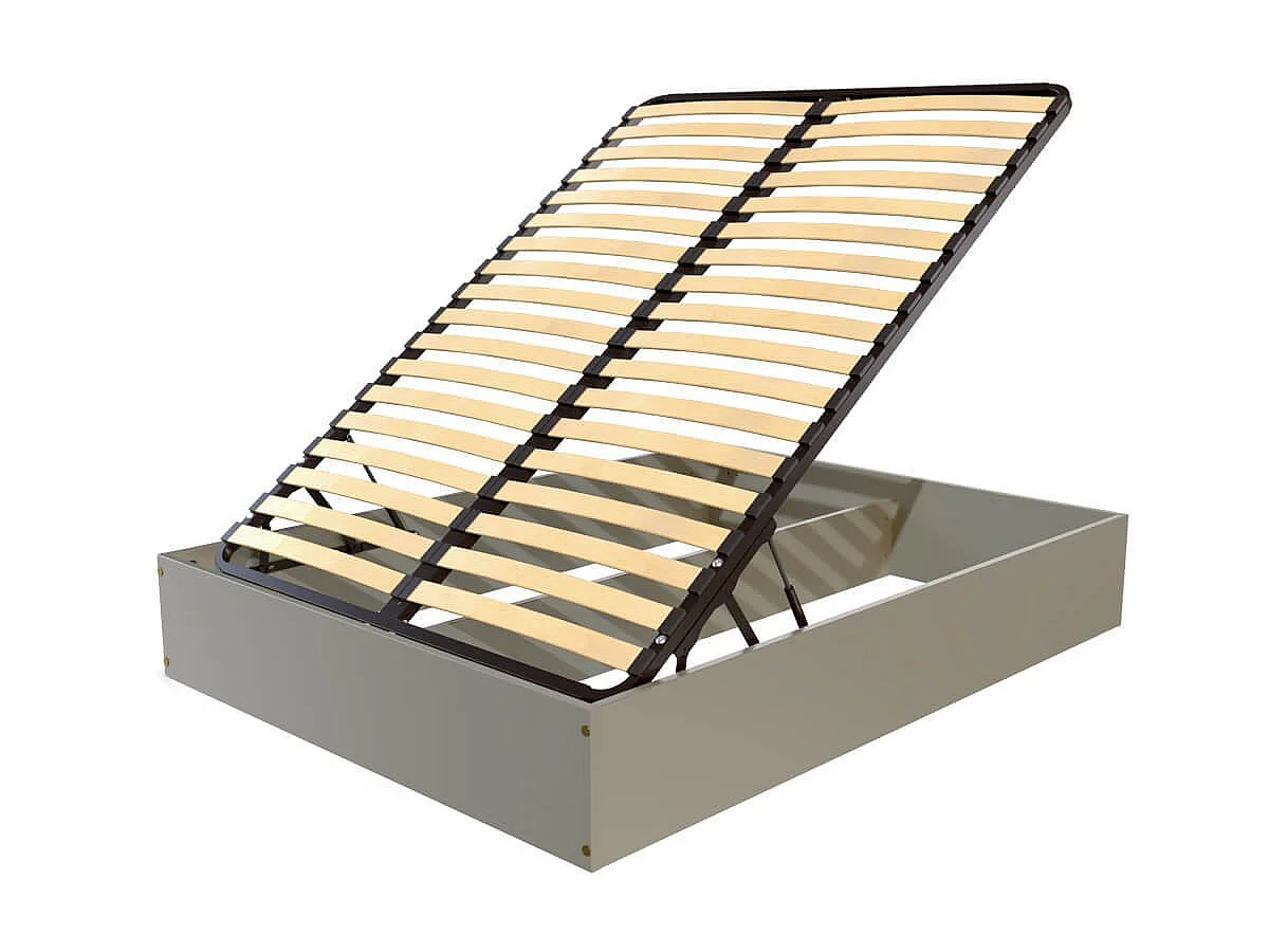 Lit coffre 2 places bois massif robuste - 160x200, Gris