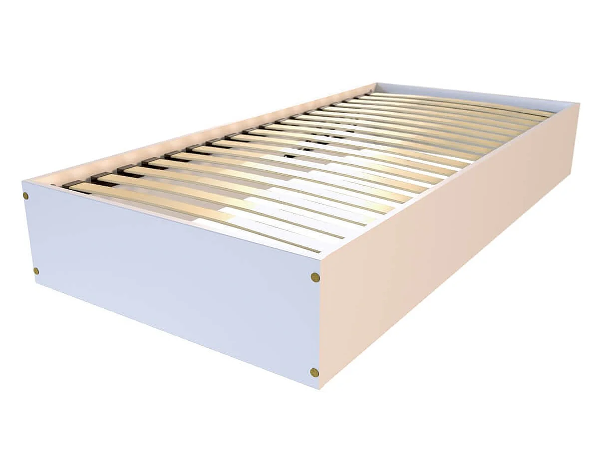 Lit coffre 90x200 - 1 place bois massif, Blanc