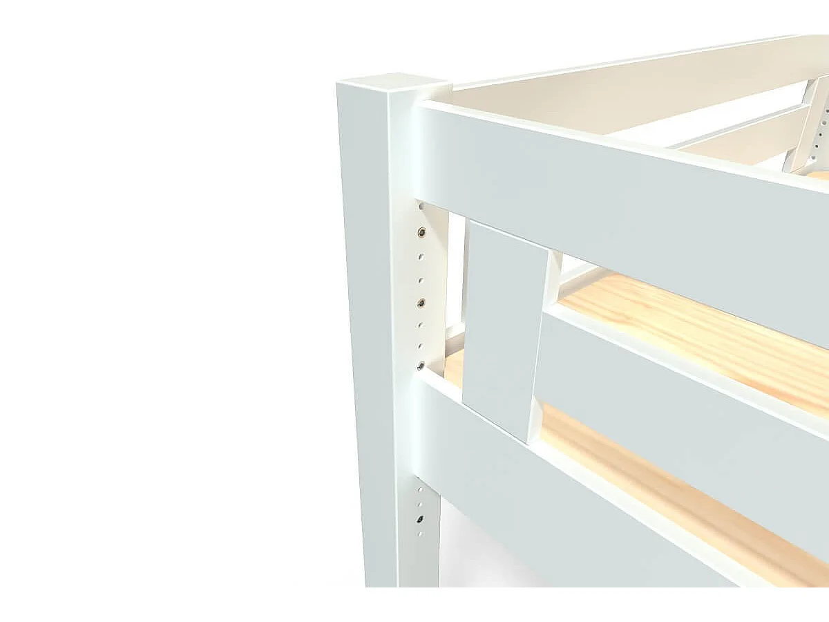 Lit Mezzanine adulte bois 160x200 Alpage hauteur réglable + escalier cube, Blanc