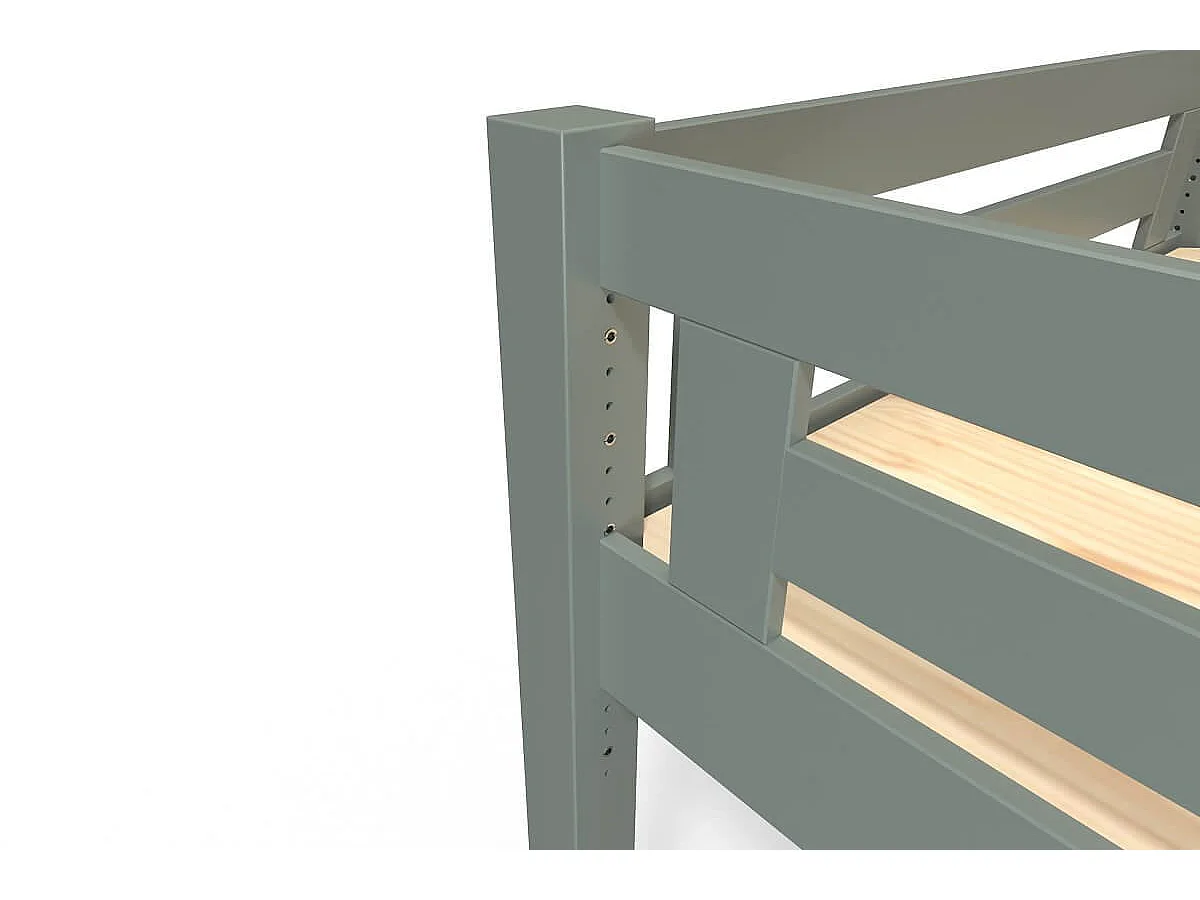 Letto a soppalco 120x200 Alpage in legno altezza regolabile, Grigio