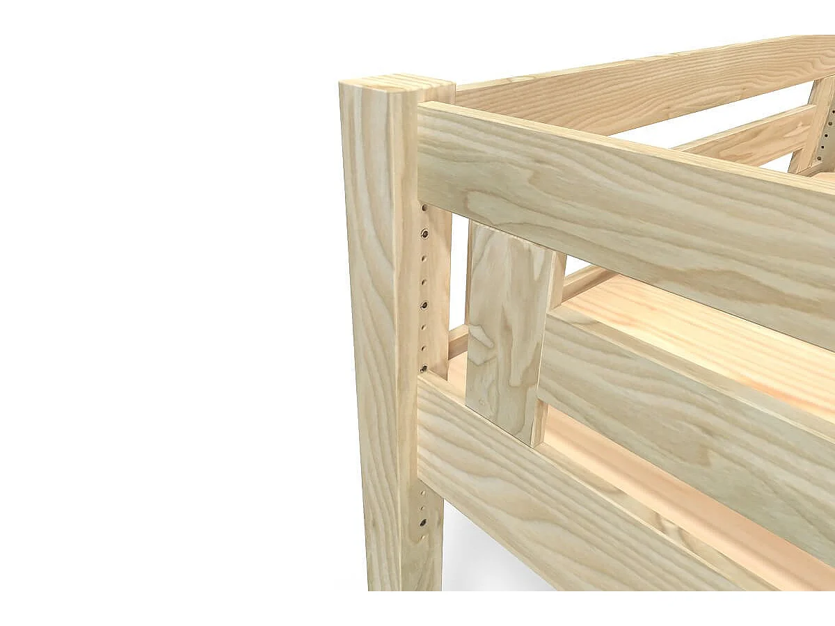 Lit Mezzanine adulte 140x200 bois + échelle hauteur réglable Alpage, Brut (sans vernis)