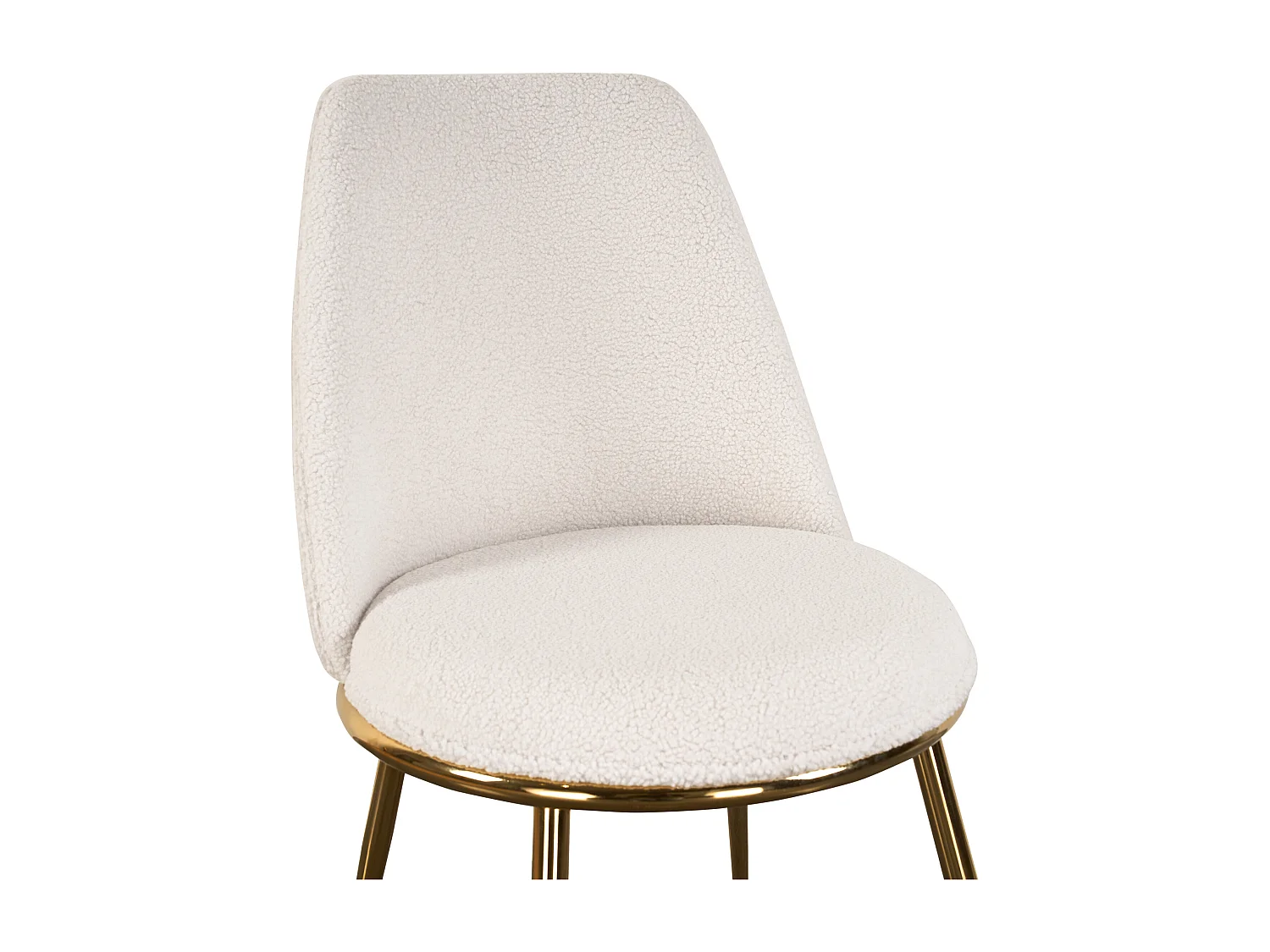 Lot de 6 chaises en tissu bouclette et métal doré - Blanc - NEBINA
