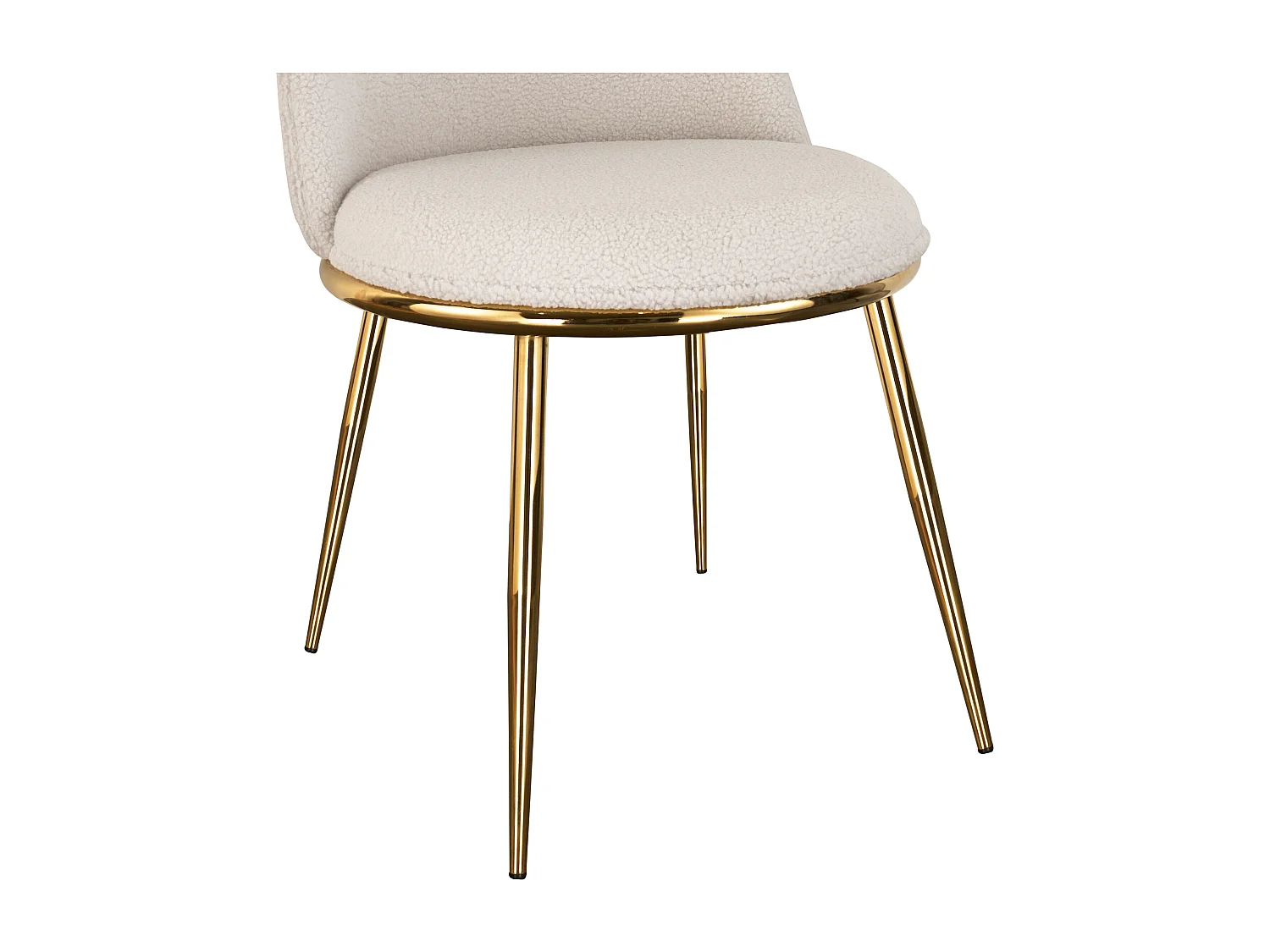 Lot de 6 chaises en tissu bouclette et métal doré - Blanc - NEBINA