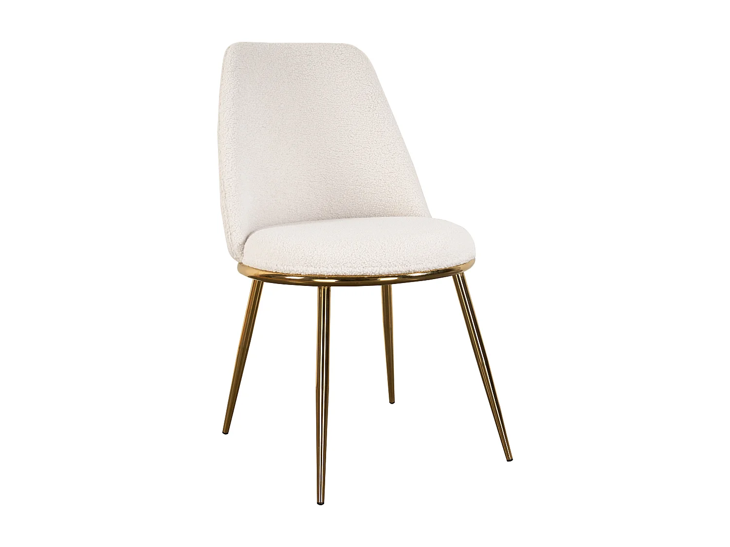 Lot de 6 chaises en tissu bouclette et métal doré - Blanc - NEBINA
