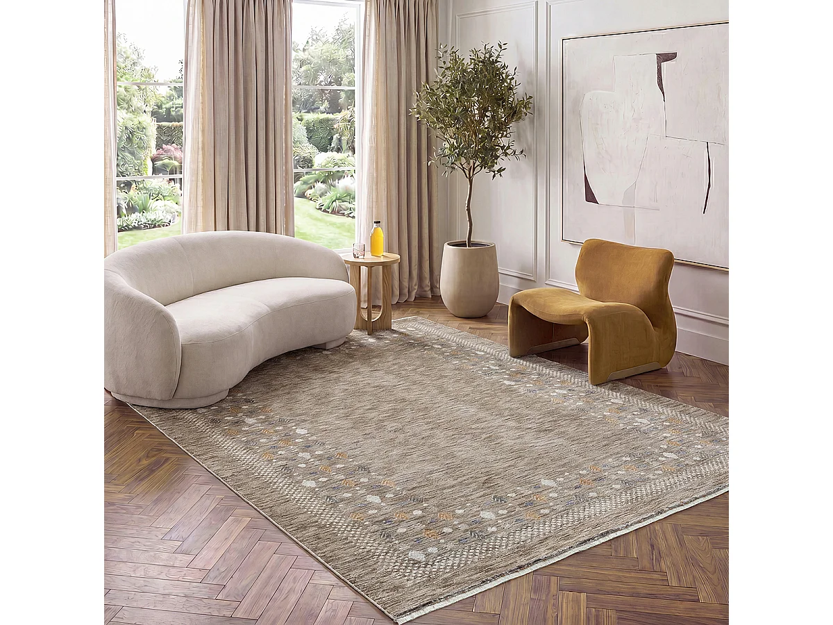 Tapis Aspect Gabbeh Haut gamme, Marron, 200 x 290 cm