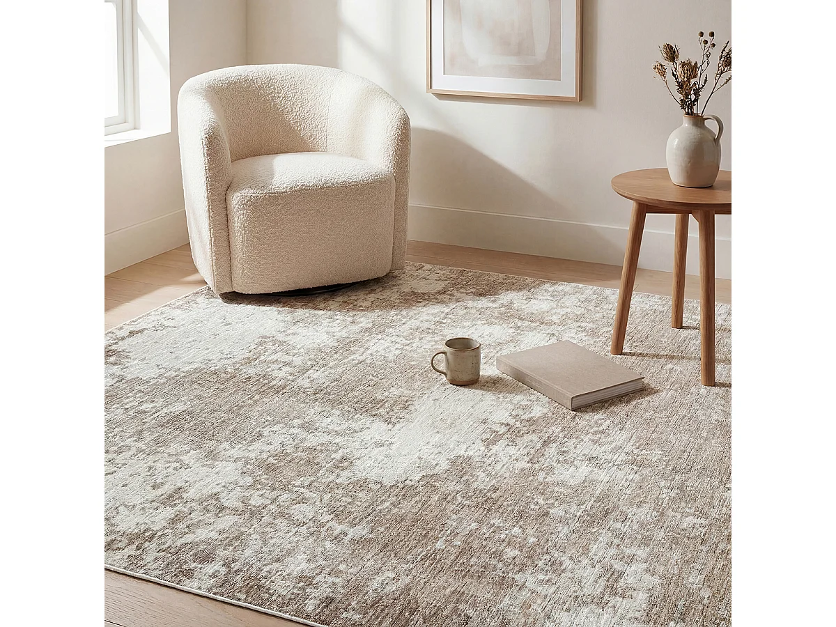 Tapis Design Abstrait Haut gamme, Beige, 80 x 300 cm