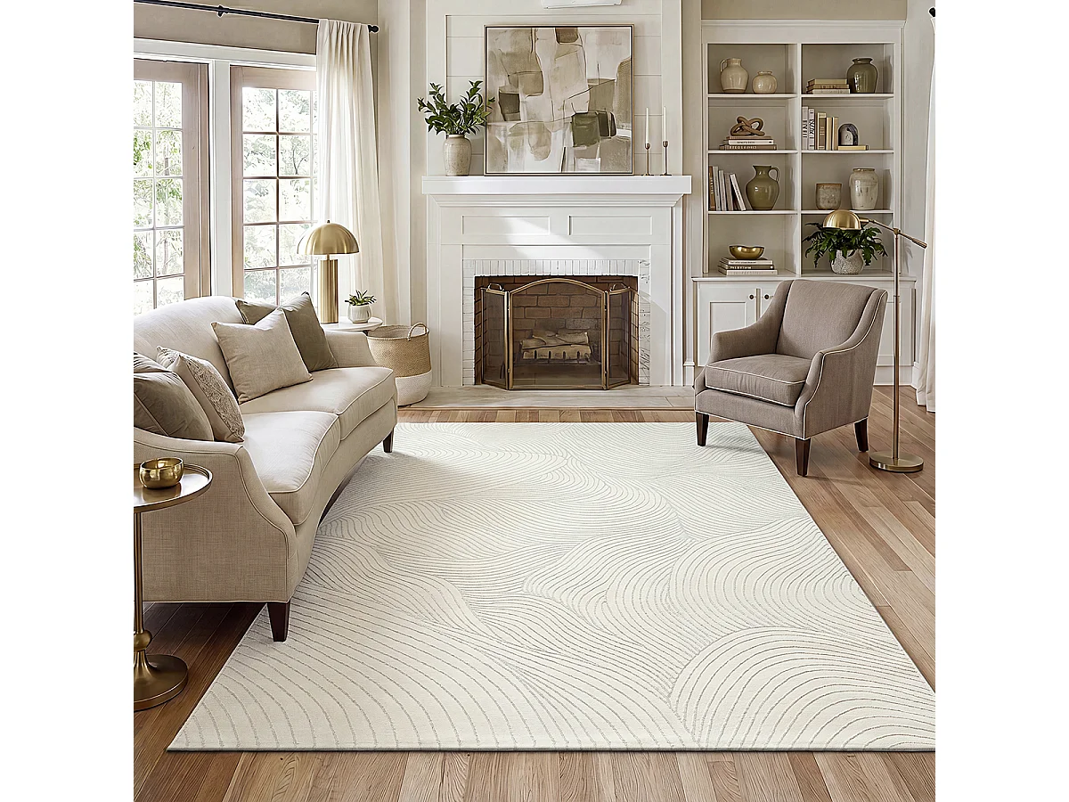 Tapis salon moderne élégant, Crème, 240 x 340 cm
