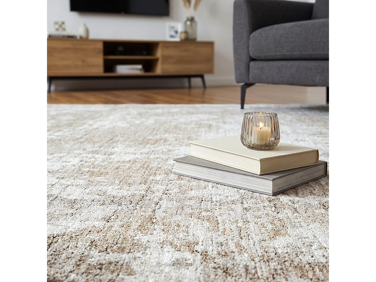 Tapis Design Abstrait Haut gamme, Beige, 120 x 160 cm