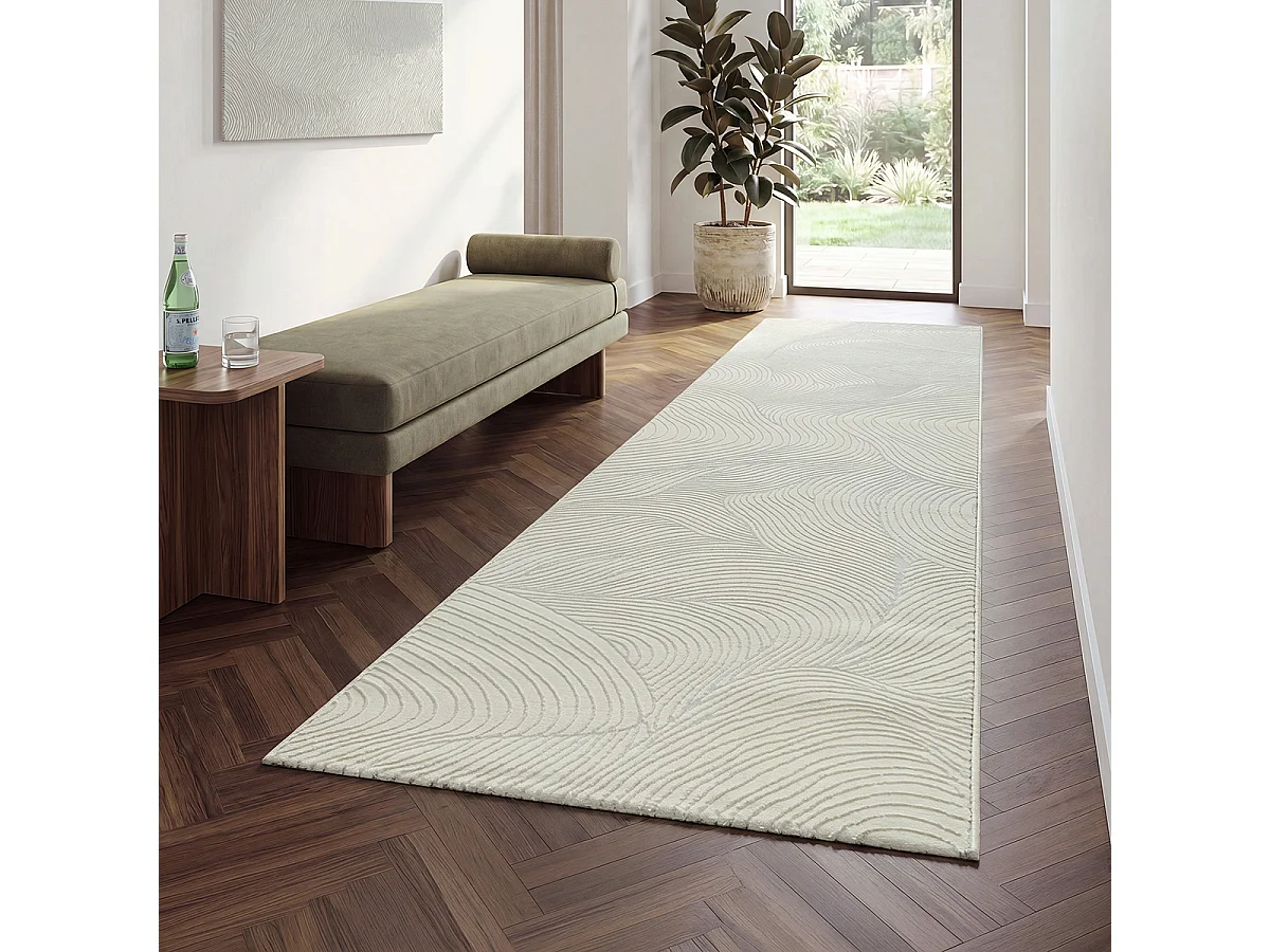 Tapis salon moderne élégant, Crème, 80 x 300 cm
