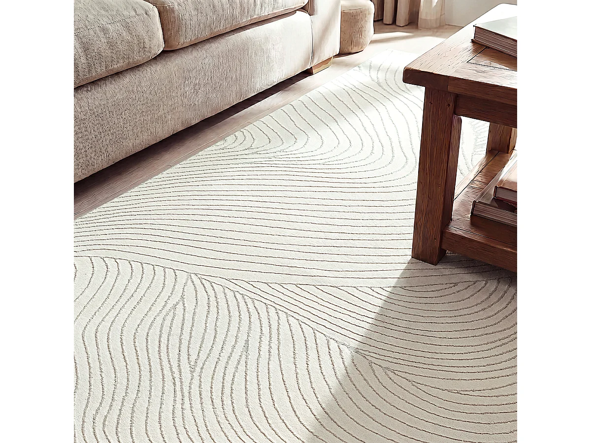 Tapis salon moderne élégant, Crème, 80 x 300 cm