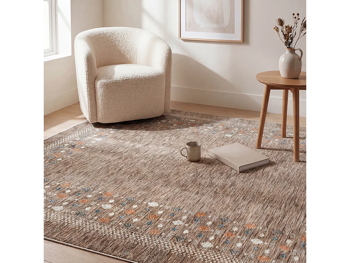 Tapis Aspect Gabbeh Haut gamme, Marron, 80 x 300 cm