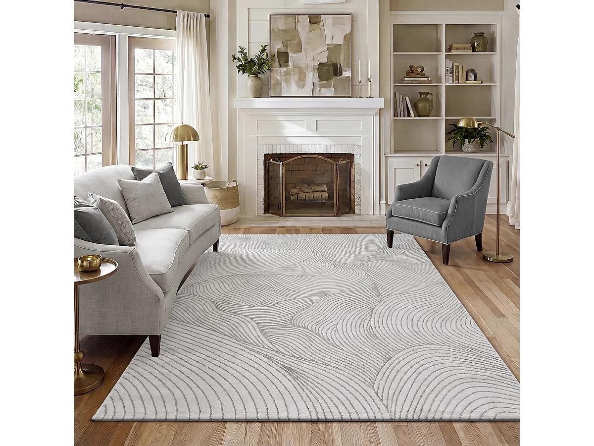 Tapis salon moderne élégant, Gris, 200 x 290 cm