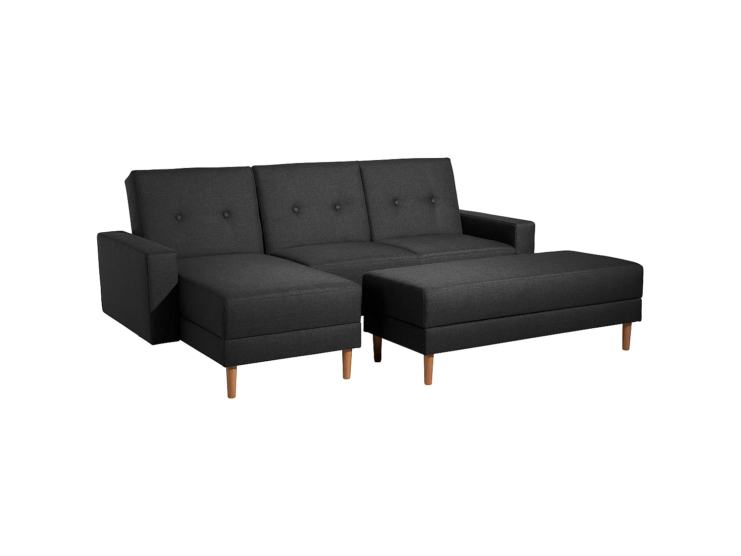 Funktionssofa mit Hocker - Flachgewebe - schwarz - Just Cool