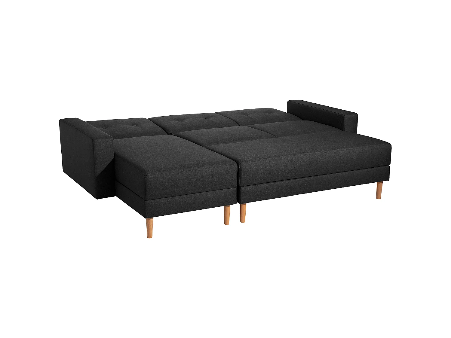 Funktionssofa mit Hocker - Flachgewebe - schwarz - Just Cool