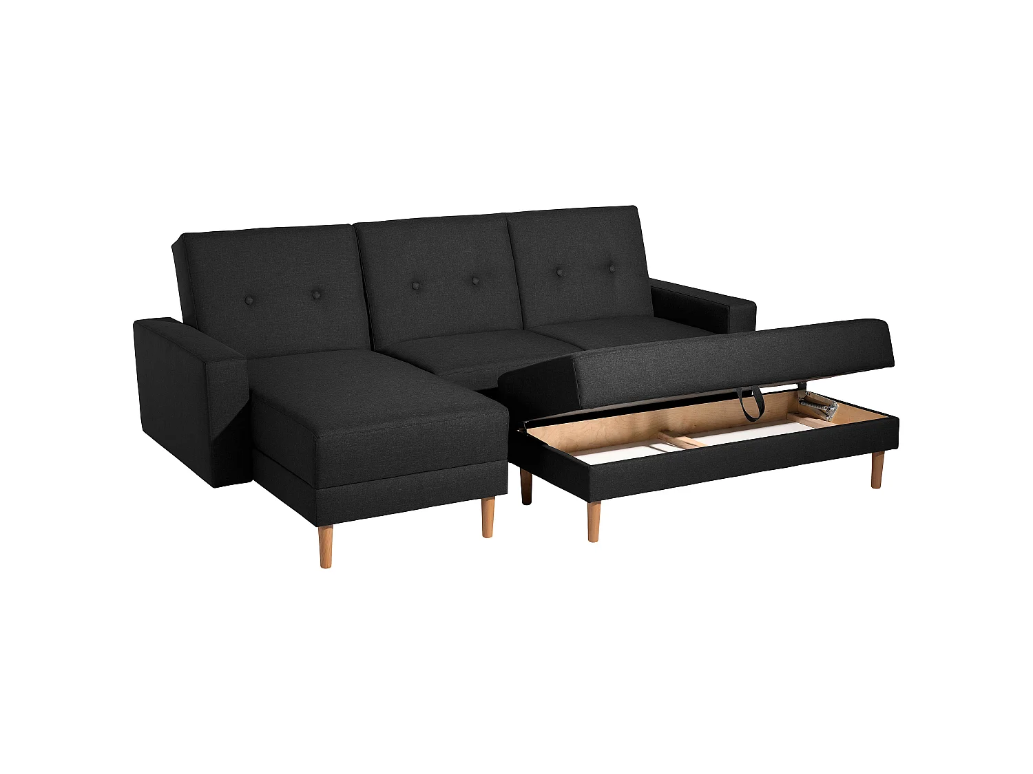 Funktionssofa mit Hocker - Flachgewebe - schwarz - Just Cool