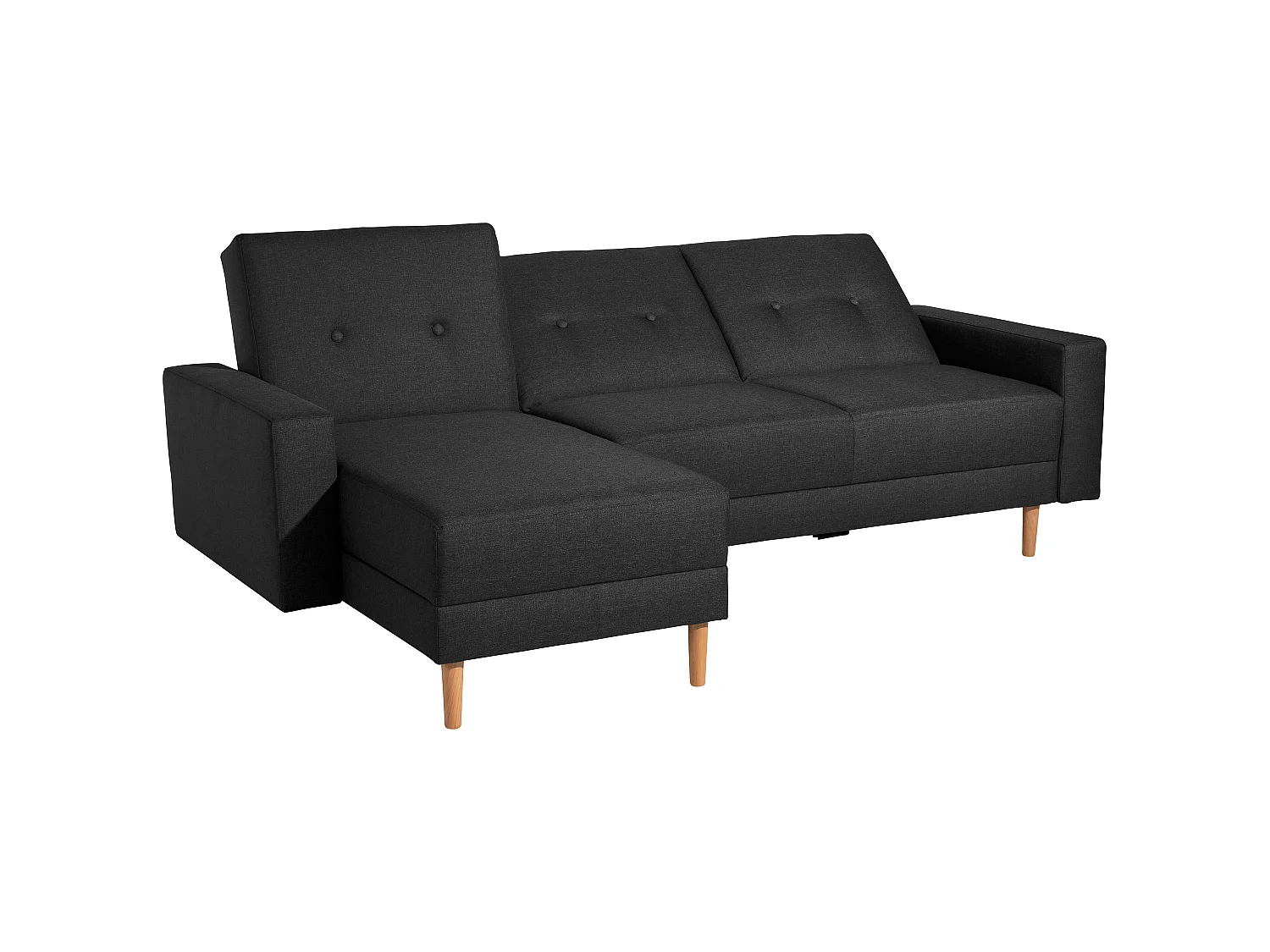 Funktionssofa mit Hocker - Flachgewebe - schwarz - Just Cool