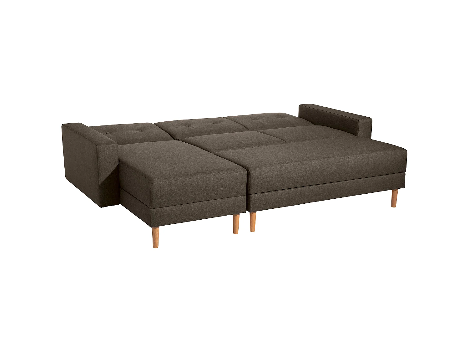 Funktionssofa mit Hocker - Flachgewebe - braun - Just Cool
