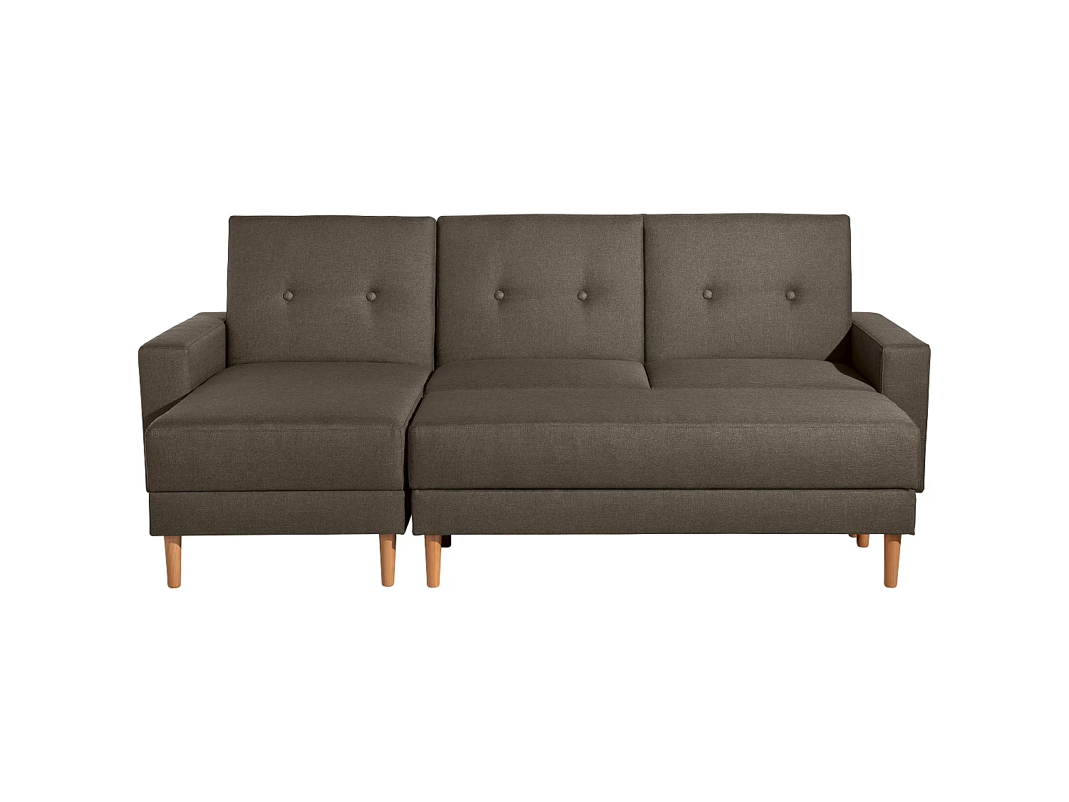 Funktionssofa mit Hocker - Flachgewebe - braun - Just Cool