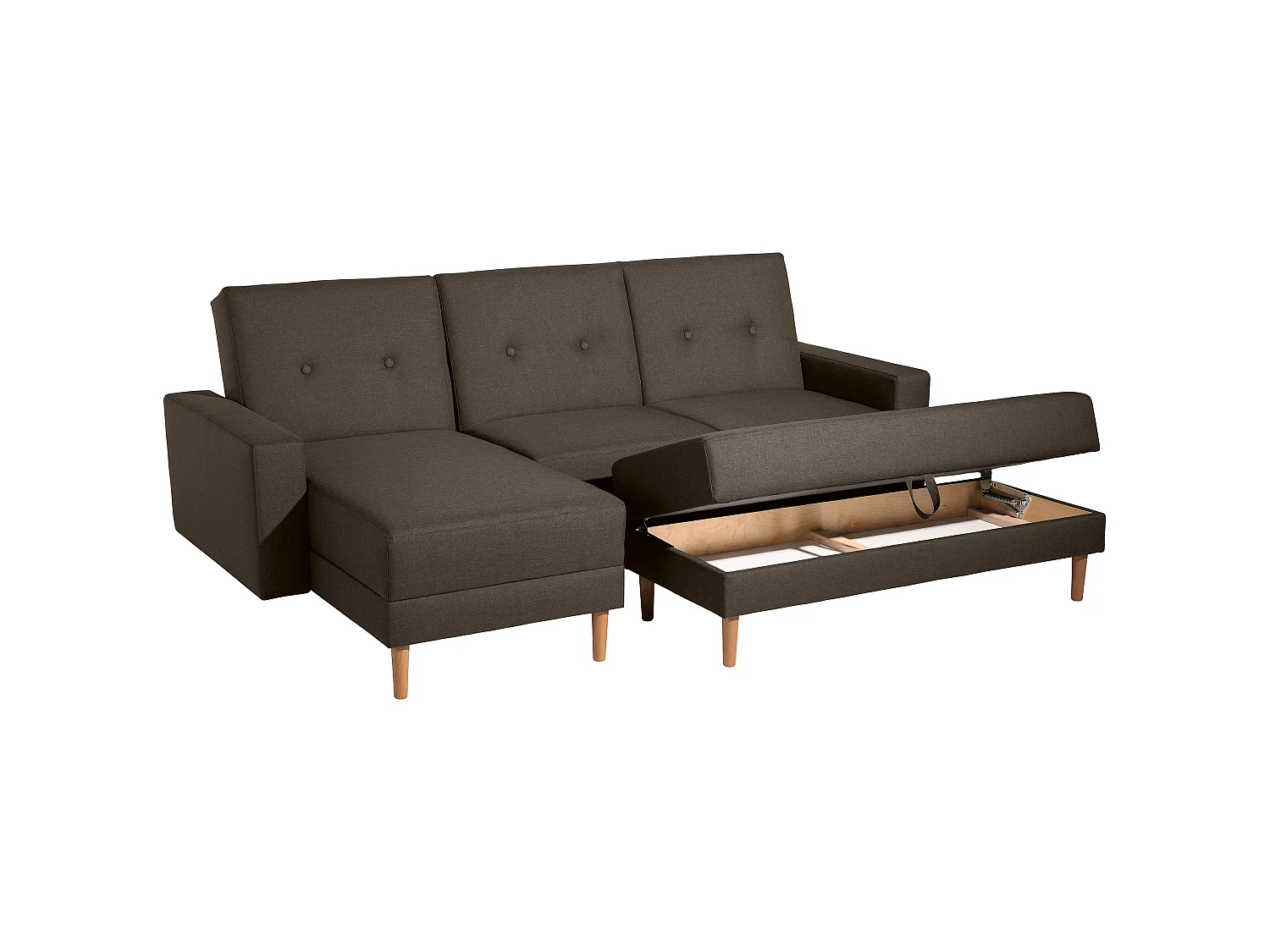 Funktionssofa mit Hocker - Flachgewebe - braun - Just Cool