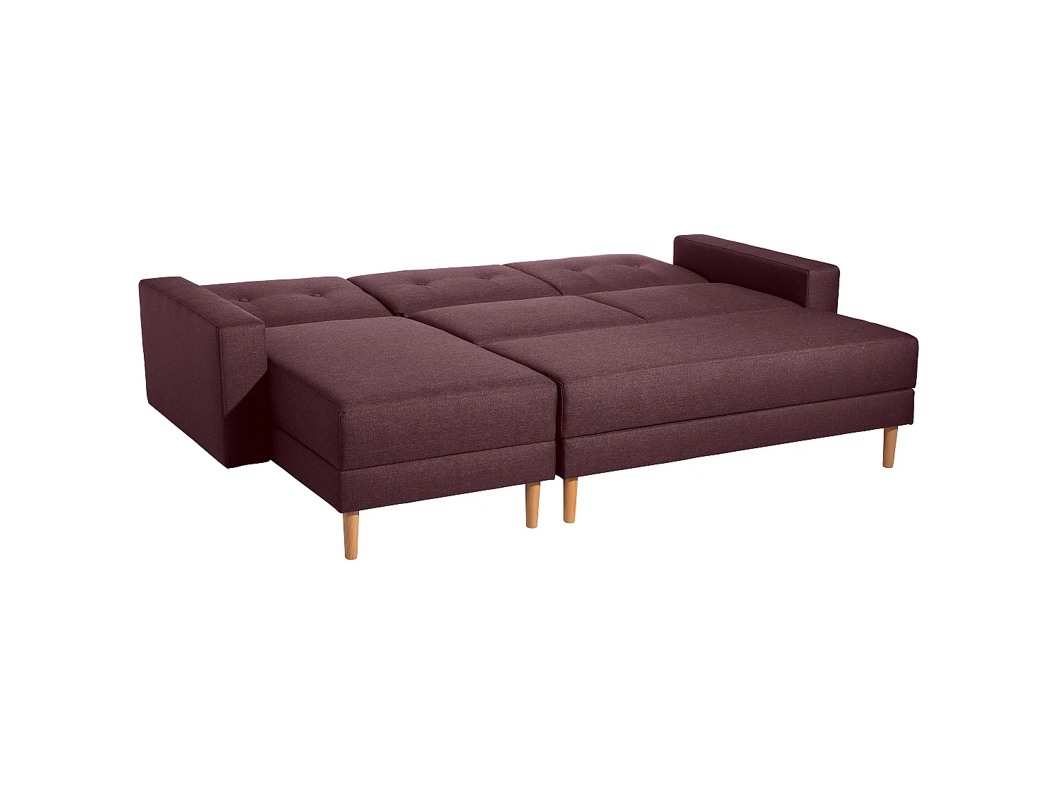 Funktionssofa mit Hocker - Flachgewebe - burgund - Just Cool