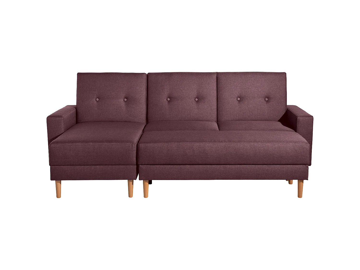 Funktionssofa mit Hocker - Flachgewebe - burgund - Just Cool