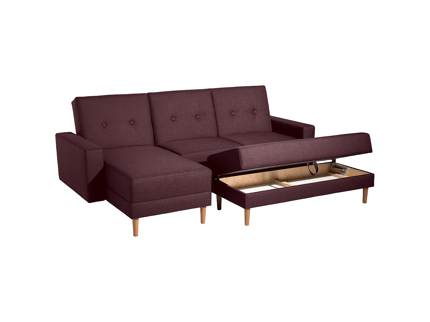 Funktionssofa mit Hocker - Flachgewebe - burgund - Just Cool
