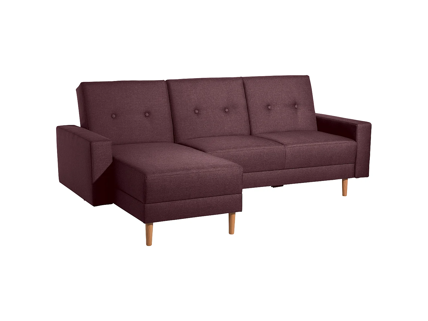 Funktionssofa mit Hocker - Flachgewebe - burgund - Just Cool