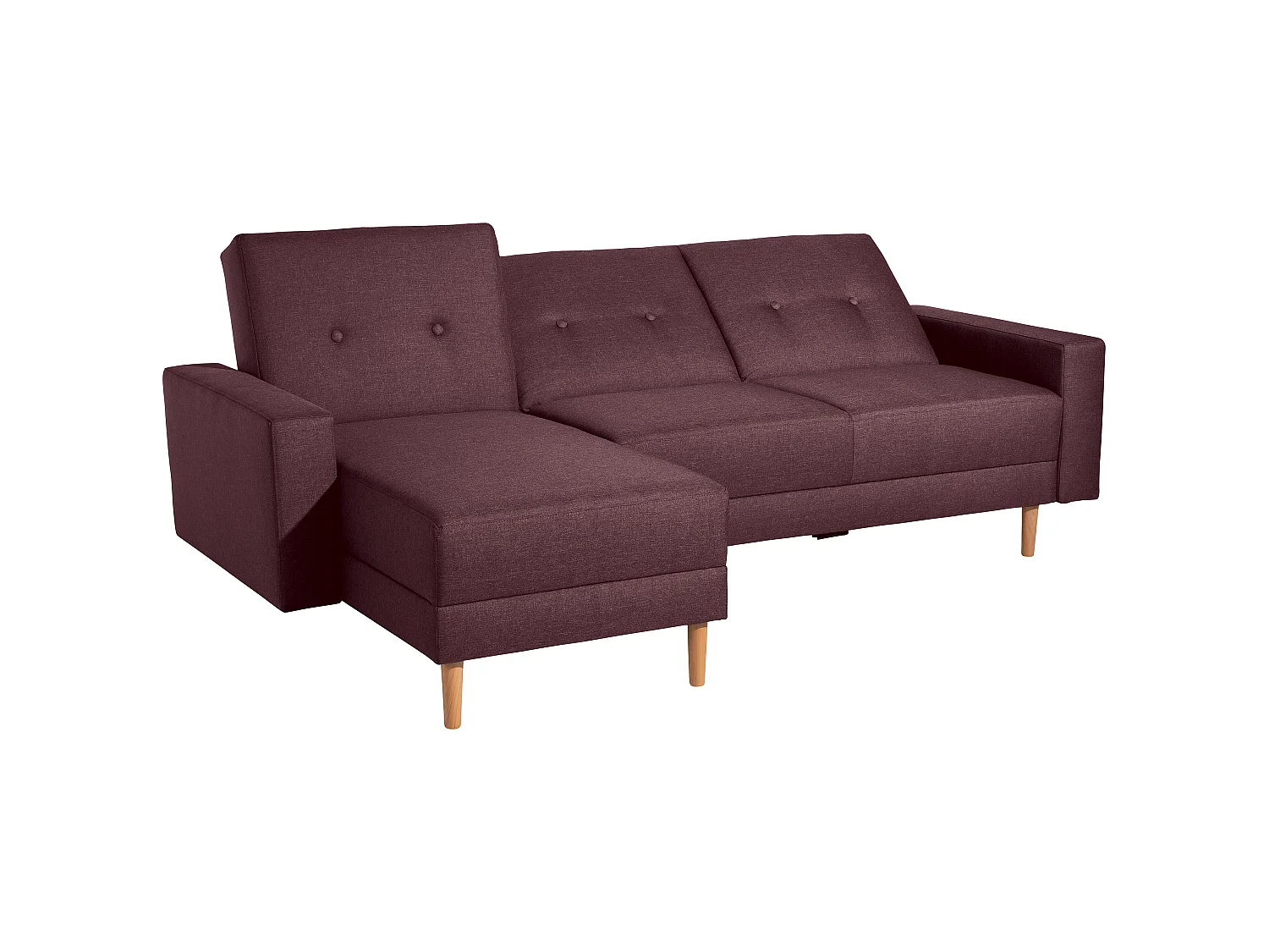 Funktionssofa mit Hocker - Flachgewebe - burgund - Just Cool