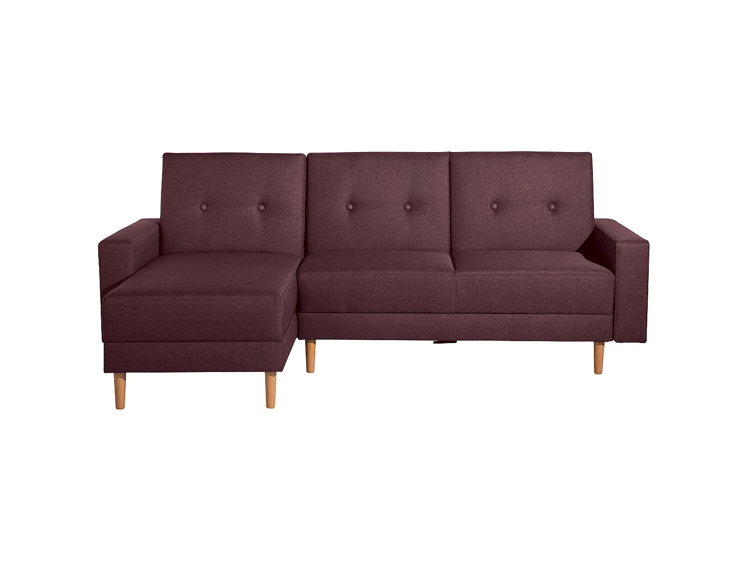 Funktionssofa mit Hocker - Flachgewebe - burgund - Just Cool
