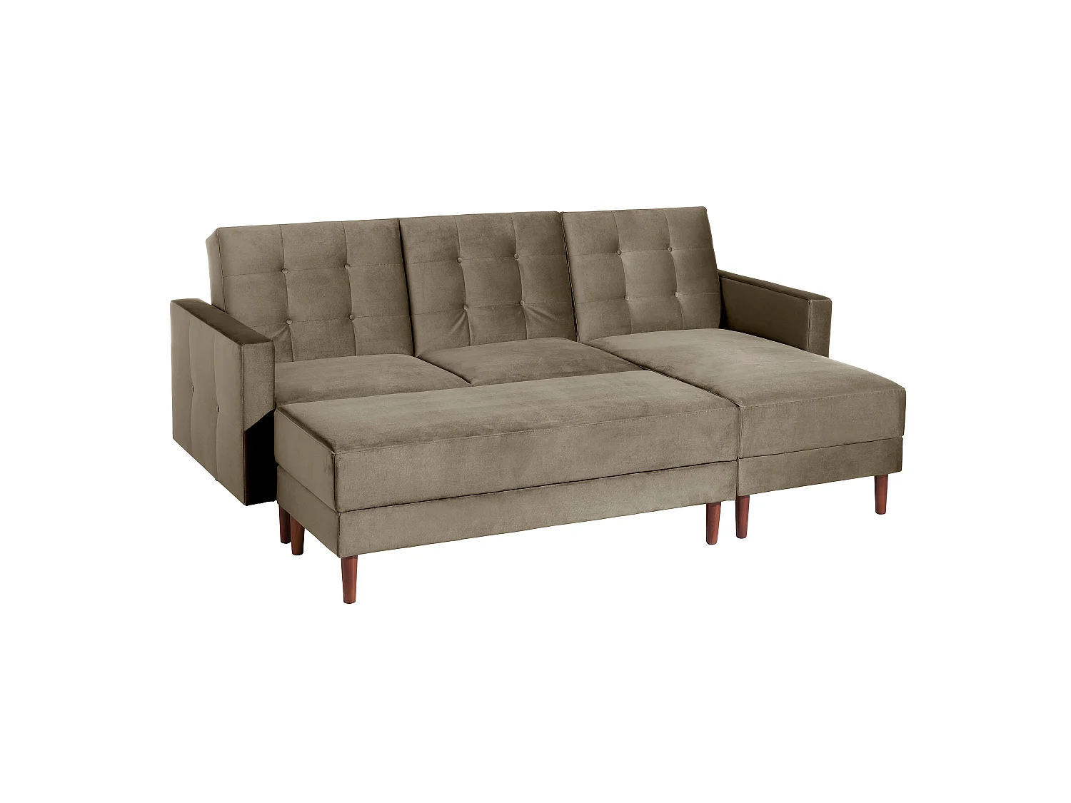 Funktionssofa mit Hocker - Samtvelours - sahara - Easy Relax