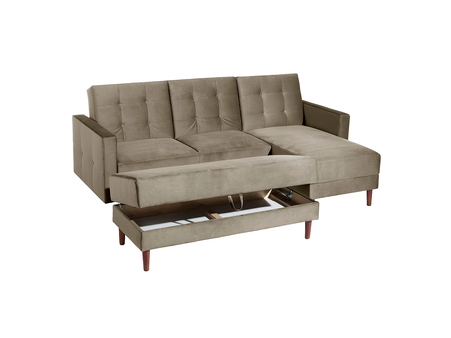 Funktionssofa mit Hocker - Samtvelours - sahara - Easy Relax
