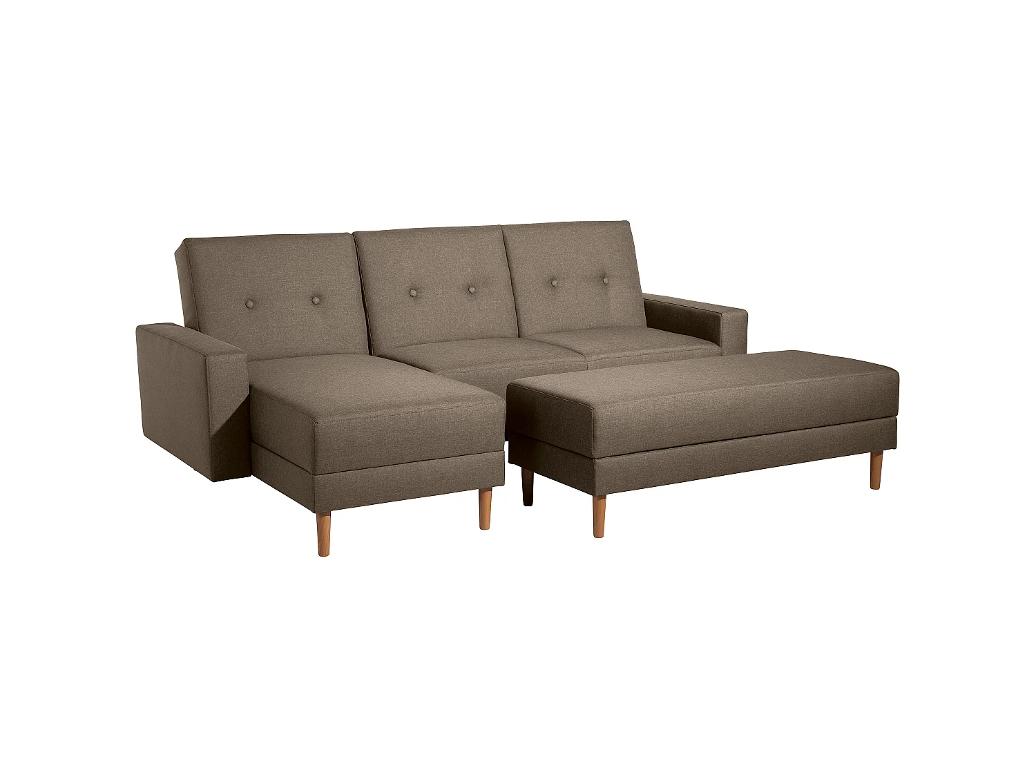 Funktionssofa mit Hocker - Flachgewebe - sahara - Just Cool