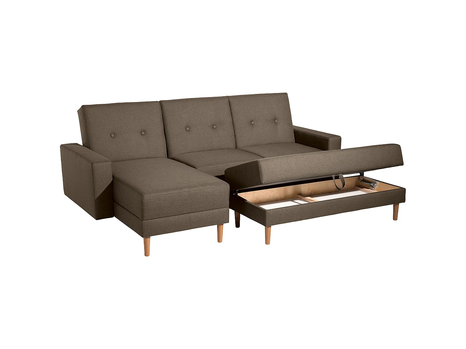 Funktionssofa mit Hocker - Flachgewebe - sahara - Just Cool