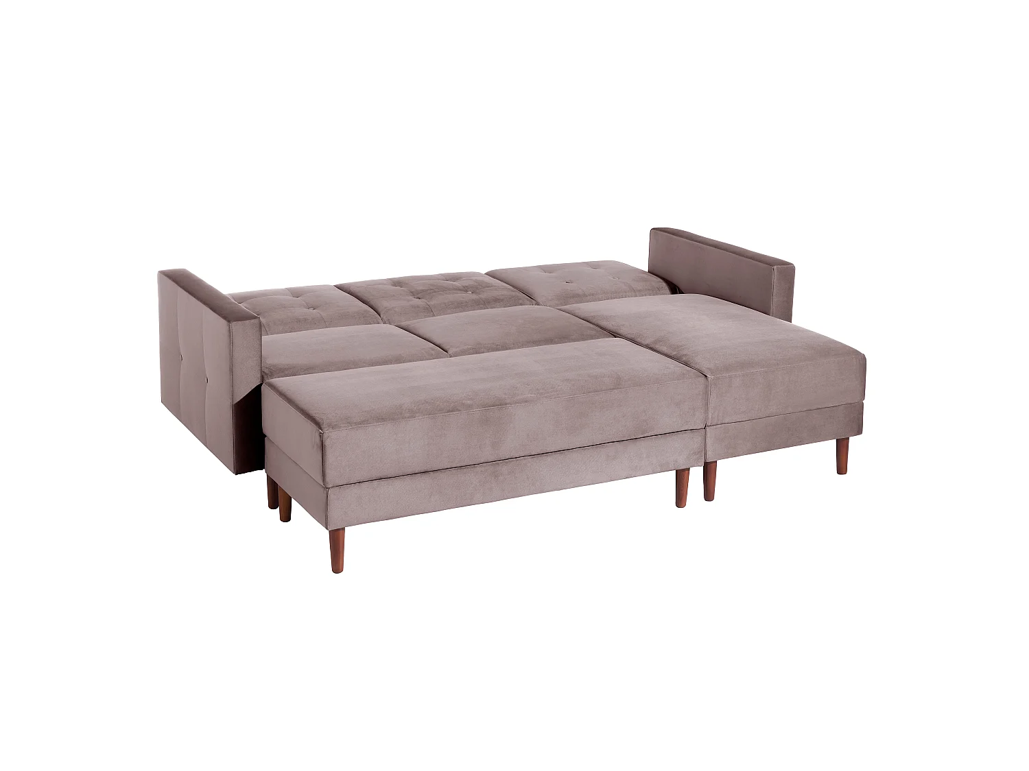 Funktionssofa mit Hocker - Samtvelours - rosé - Easy Relax
