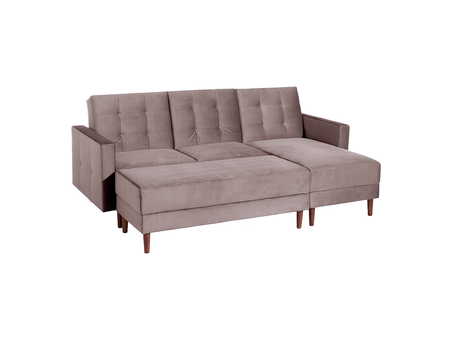 Funktionssofa mit Hocker - Samtvelours - rosé - Easy Relax