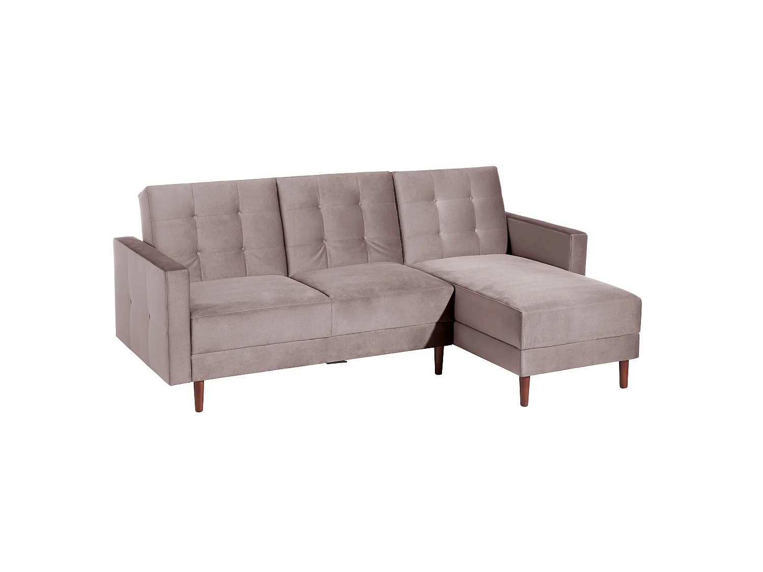 Funktionssofa mit Hocker - Samtvelours - rosé - Easy Relax