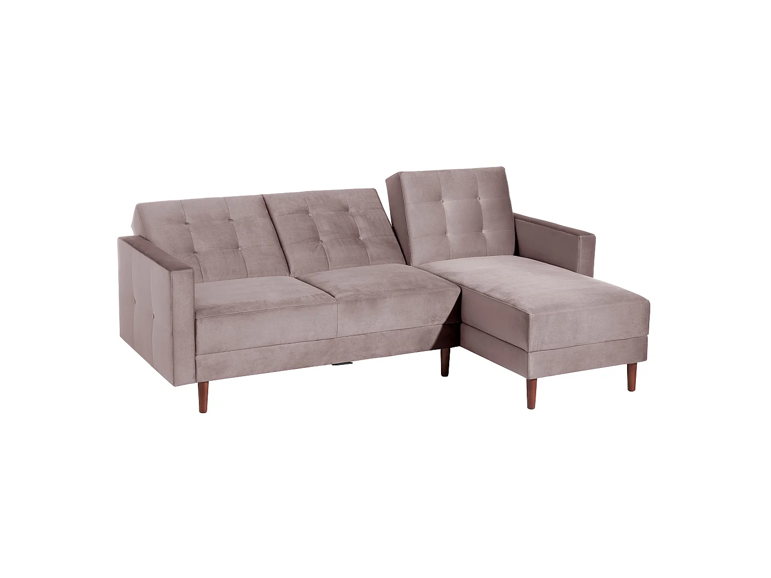 Funktionssofa mit Hocker - Samtvelours - rosé - Easy Relax
