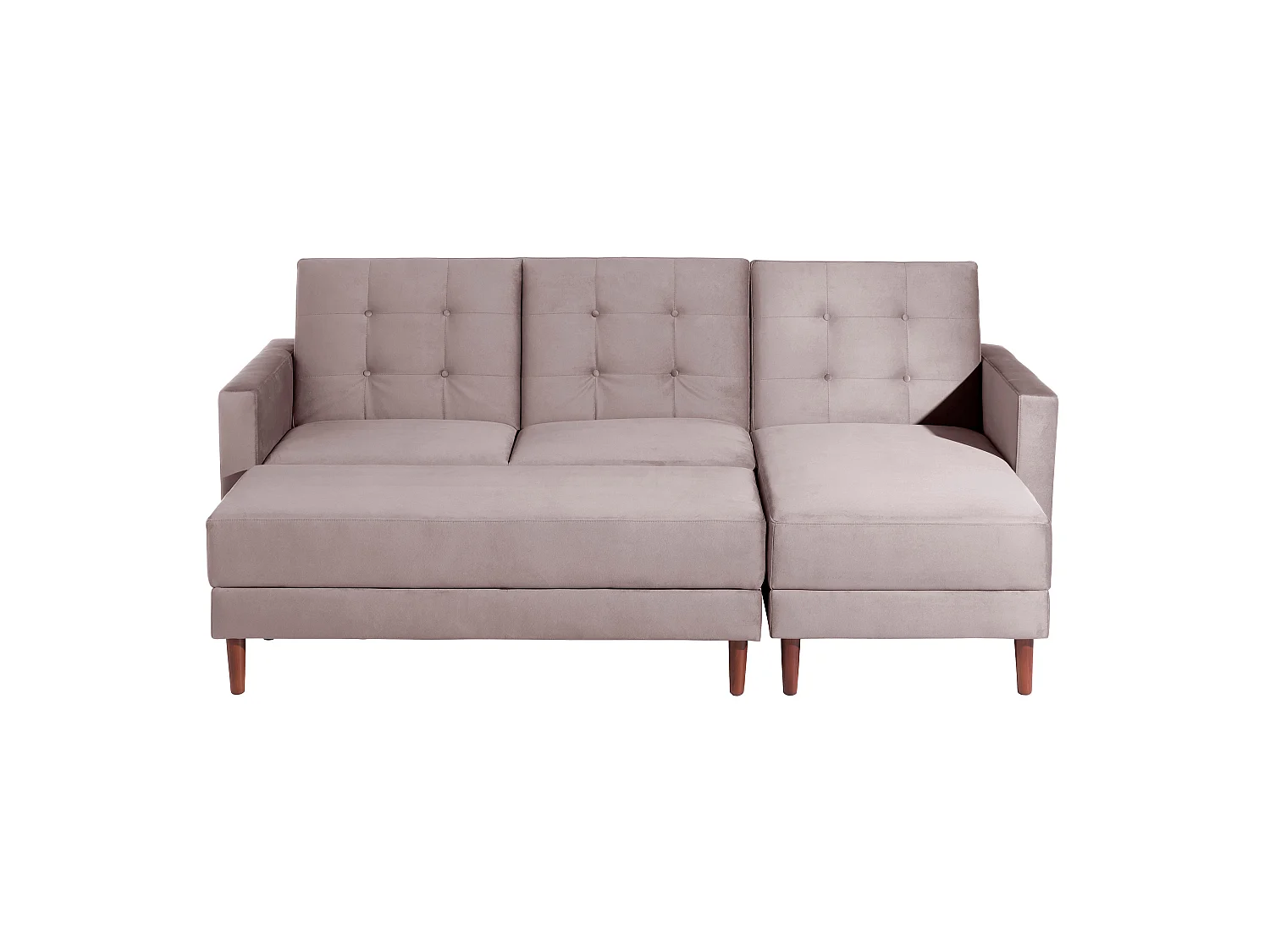 Funktionssofa mit Hocker - Samtvelours - rosé - Easy Relax