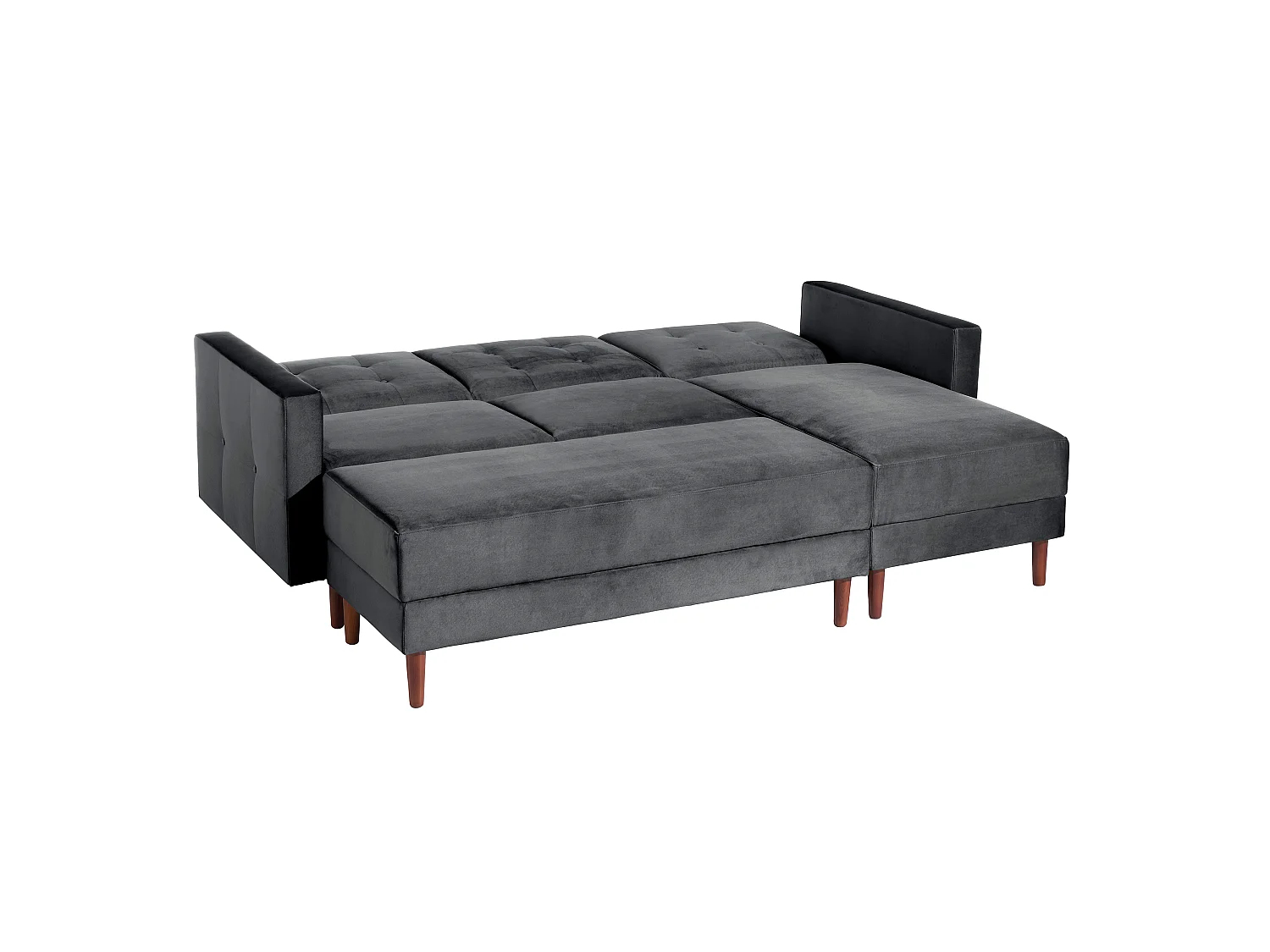 Funktionssofa mit Hocker - Samtvelours - graphit - Easy Relax