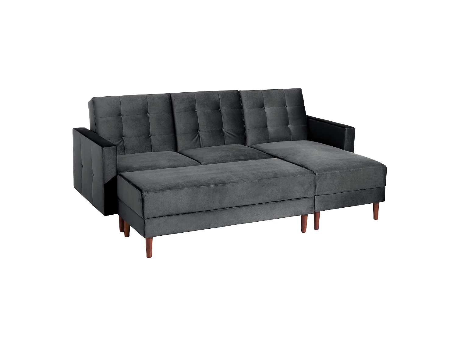 Funktionssofa mit Hocker - Samtvelours - graphit - Easy Relax