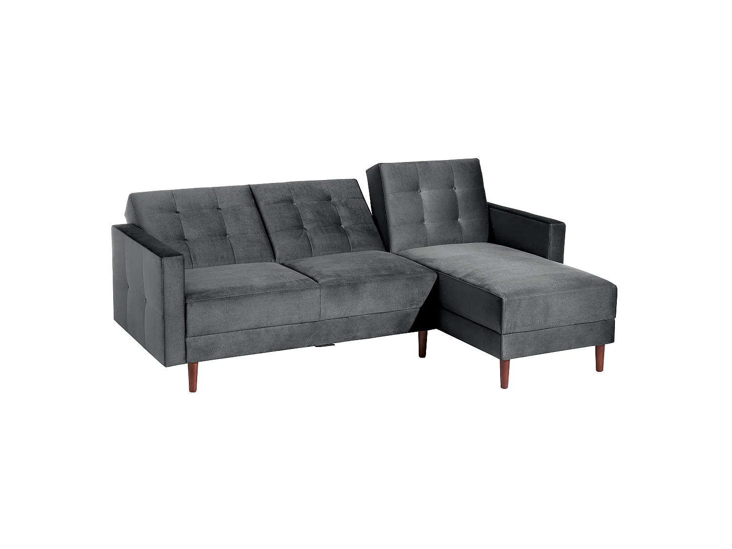 Funktionssofa mit Hocker - Samtvelours - graphit - Easy Relax