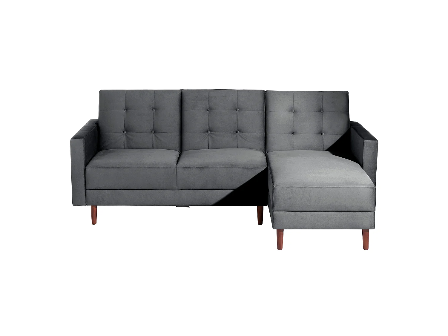 Funktionssofa mit Hocker - Samtvelours - graphit - Easy Relax