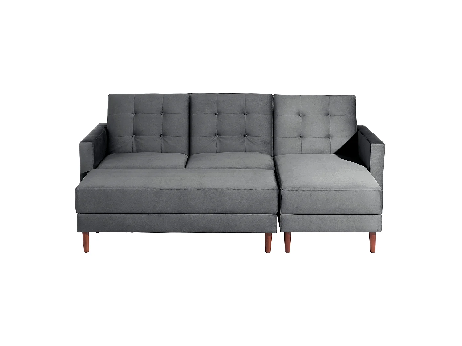 Funktionssofa mit Hocker - Samtvelours - graphit - Easy Relax