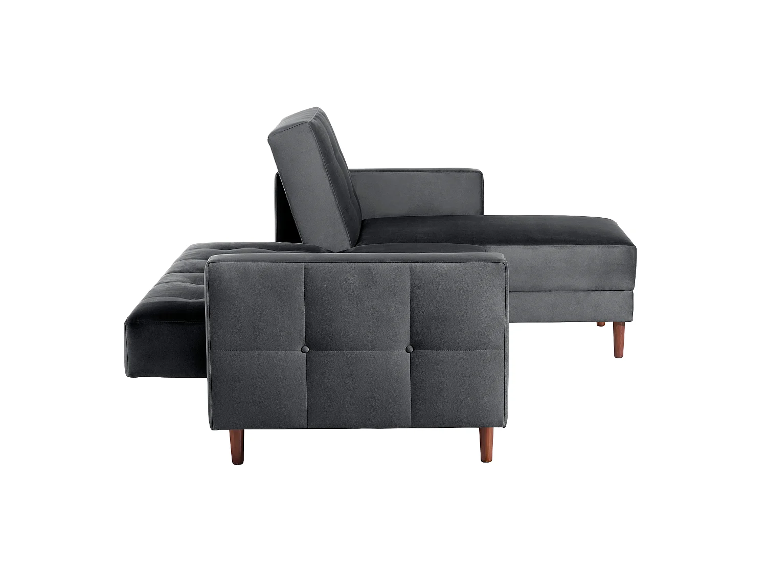 Funktionssofa mit Hocker - Samtvelours - graphit - Easy Relax