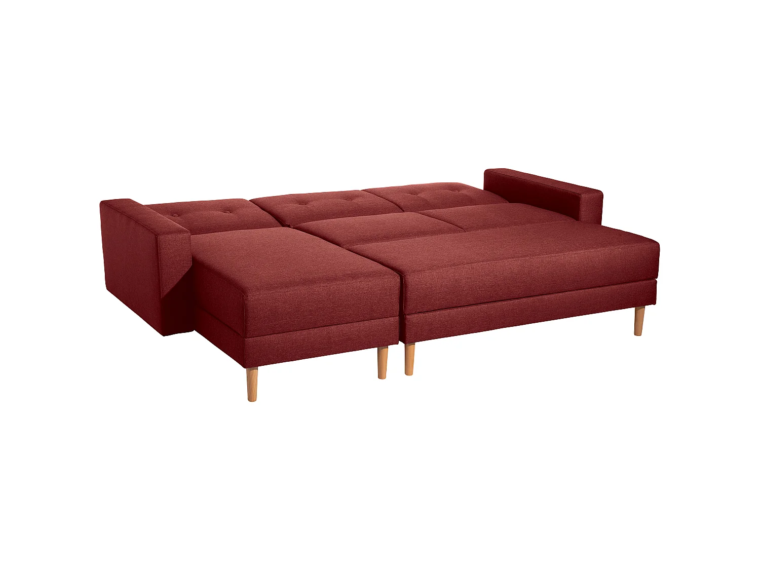 Funktionssofa mit Hocker - Flachgewebe - rot - Just Cool