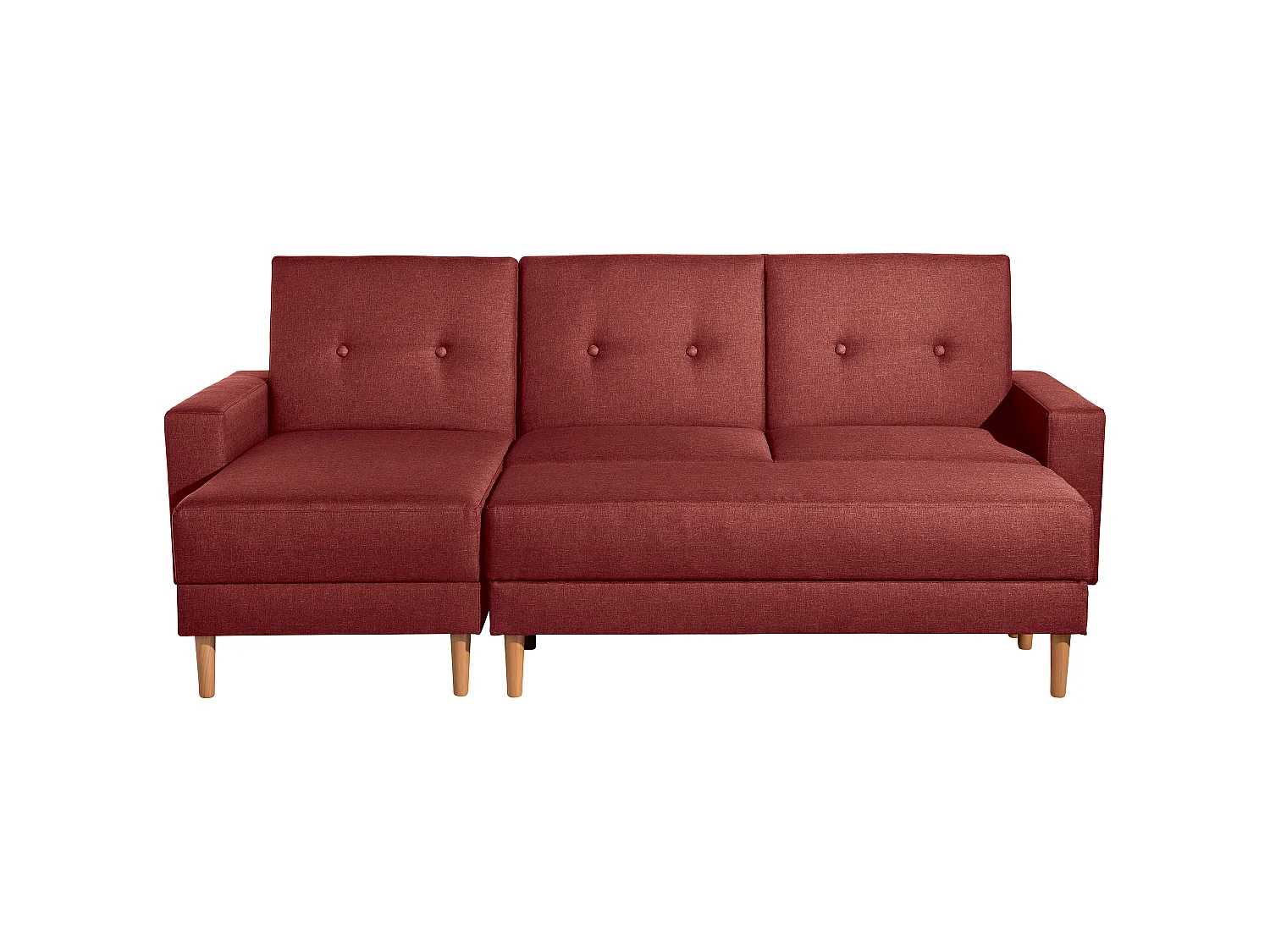 Funktionssofa mit Hocker - Flachgewebe - rot - Just Cool