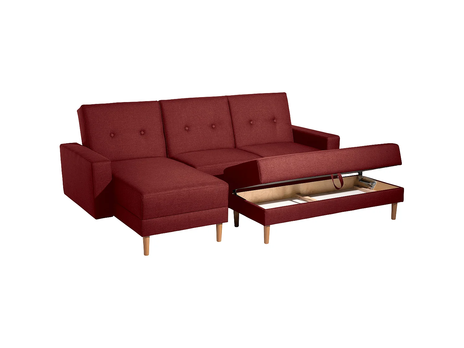 Funktionssofa mit Hocker - Flachgewebe - rot - Just Cool