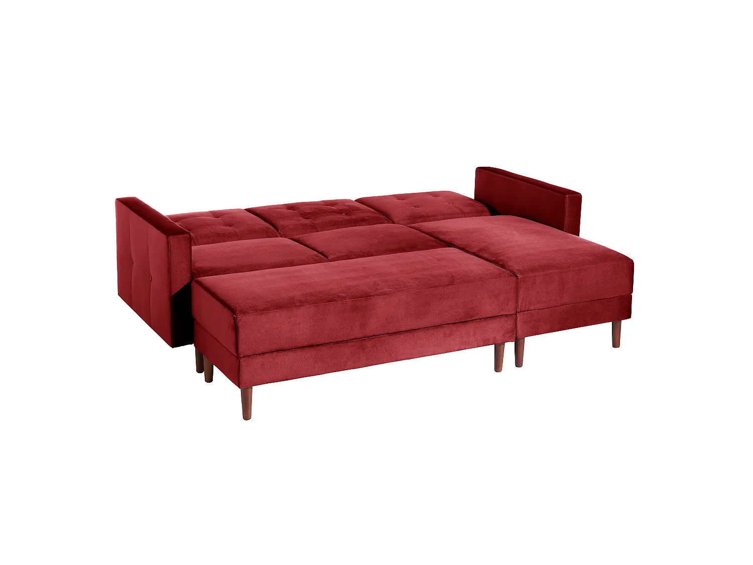 Funktionssofa mit Hocker - Samtvelours - rot - Easy Relax