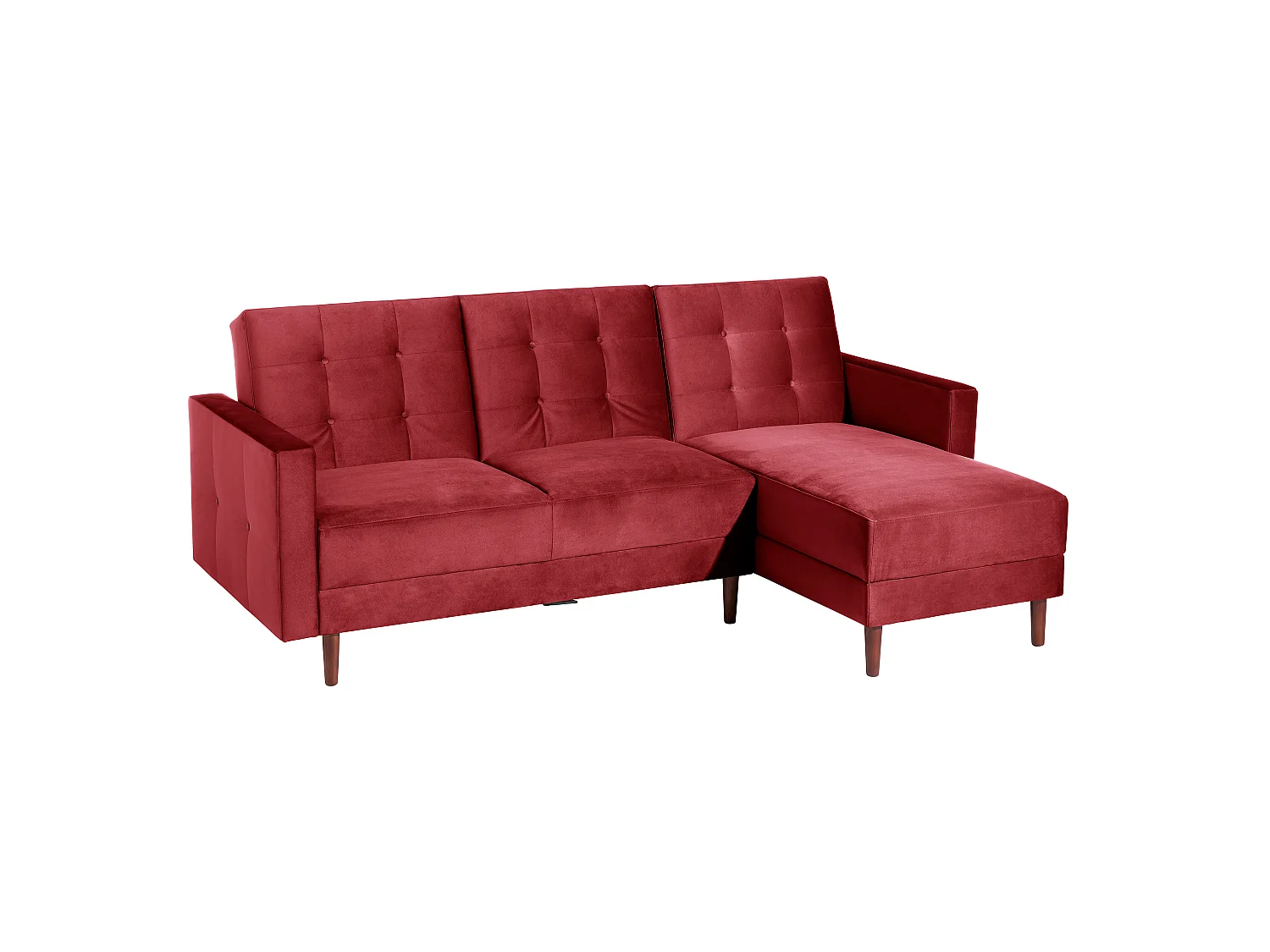 Funktionssofa mit Hocker - Samtvelours - rot - Easy Relax